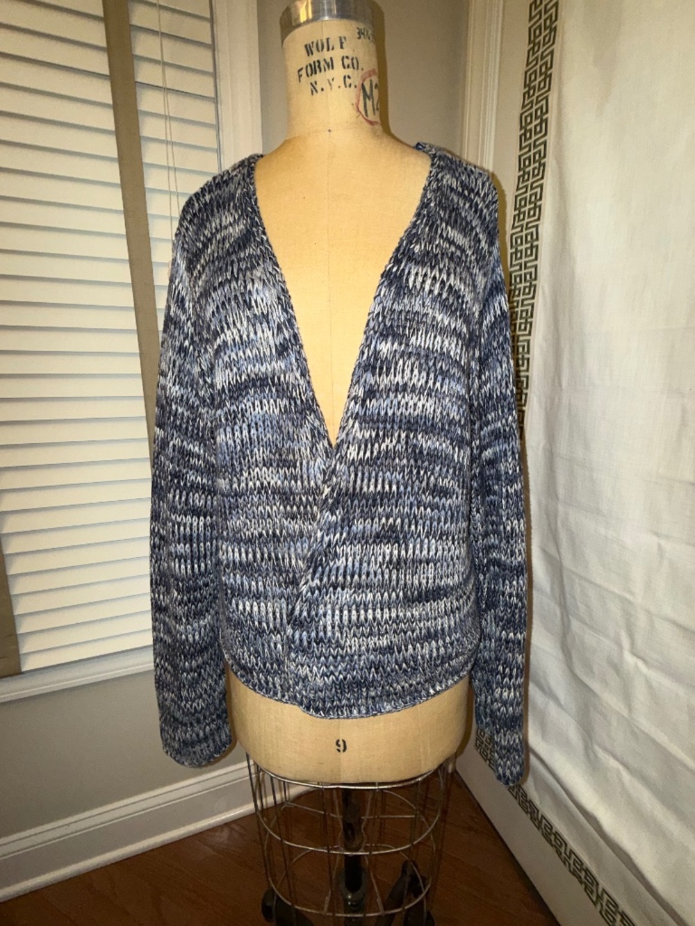 J. Jill 100% Cotton Open Front Sweater in Blues size XL